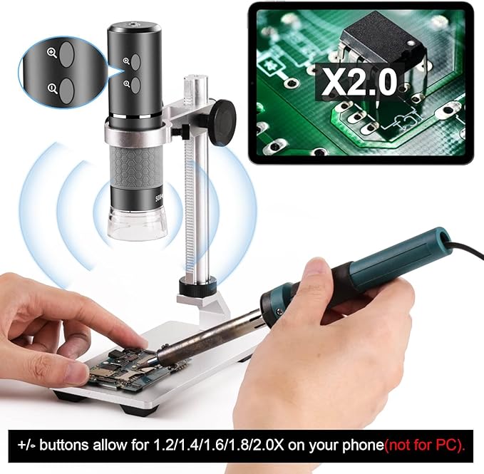 4K Microscope with Professional Stand + Case for iPhone Android PC, 50-1000X Digital USB Microscope Endoscope HD Camera for All Cellphones iPad Android Tablet Windows Mac Chrome Linux