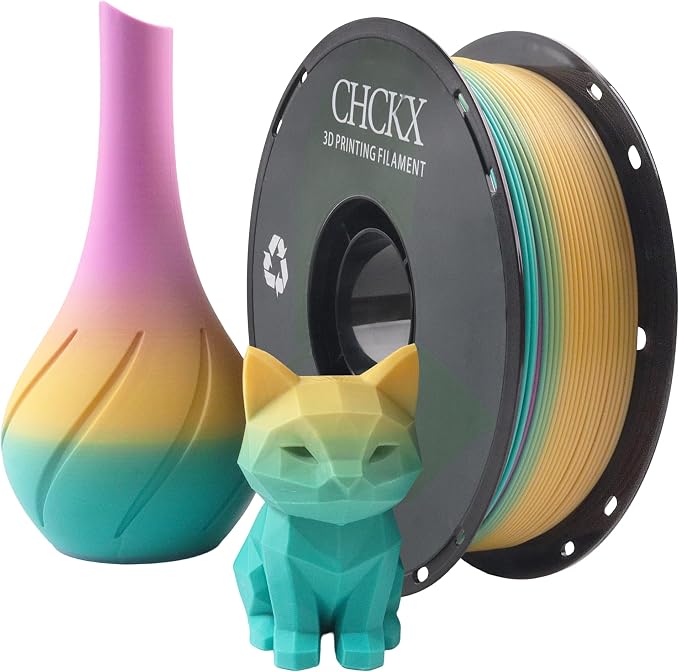 Matte Rainbow PLA 3D Printer Filament, Candy 3 Purple Pink Yellow | 1.75mm, 1KG Spool (2.2lbs), Gradient Filament, For Most FDM 3D Printers
