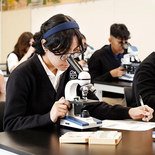 AmScope M150C / M150C-I 40X-1000X All-Metal Optical Glass Lenses Cordless LED Student Biological Compound Microscope