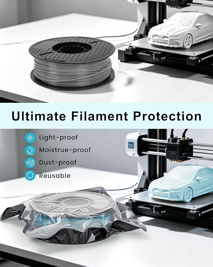 3D Printer Filament Storage Bags, Thickened Vacuum Sealed Bags for Keeping Dry, 1.75mm 2.85mm Spools, Light-Proof Moisture-Proof, Fits 0.5KG 0.75KG 1KG Filament, with or Without Pump | Bags Only · Bambu Lab Prusa Creality · PLA PETG ABS ASA TPU Nylon ·...
