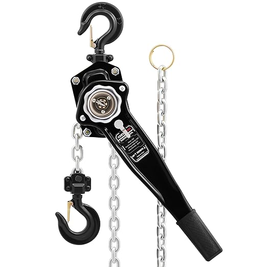 CREWORKS Lever Chain Hoist, 1-1/2 Ton 3300 lb Capacity 20 ft Manual Chain Hoist with G80 Galvanized Chain & Swivel Hooks, Heavy Duty Manual Lever Hoist for Construction Warehouse Automotive Factory