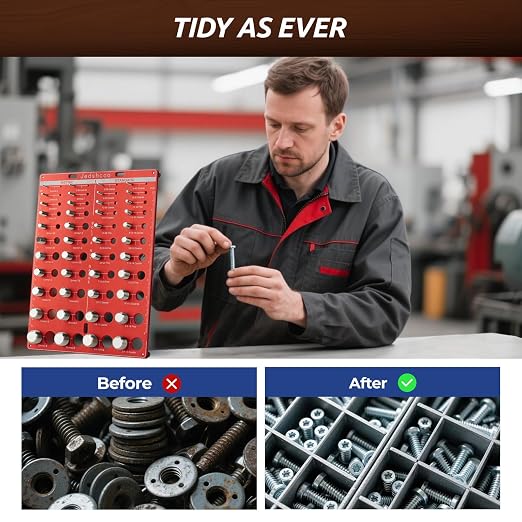 Thread Checker with Optimised Spacing, 44 Nut and Bolt Thread Checker, Bolt Size Finder with 22 Standard & 22 Metric Sizes, Thread Gauge SAE and Metric