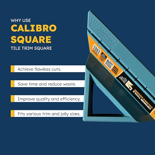 CaliBro Square – Tile Trim & Cutting Guide, Speed Square & Carpenter Tile Tool, ABS Plastic – Blue