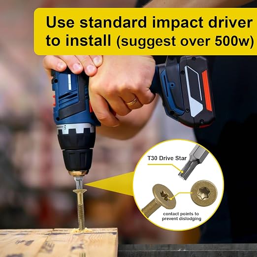 FMhotu #10 x 3 Trailer Deck Screws, Self-Tapping Sheet Wood Metal Screw, 258Pcs T25 Star Bits Reamer Tek Screws for Trailers, for Attaching Wood to Steel