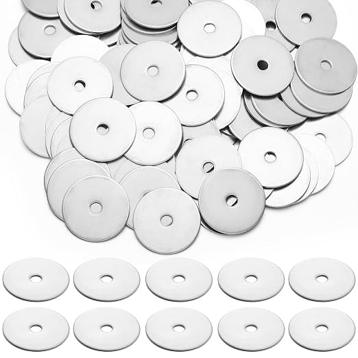 Hotop 100 Pieces Stainless Steel Fender Washers 18-8 Stainless Steel Flat Washer (1/4" X 1-1/2")