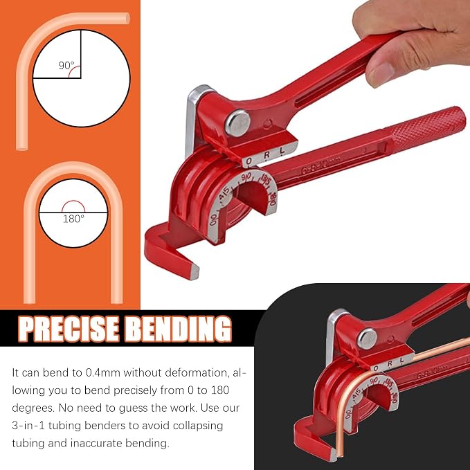 Tanstic 9Pcs Flaring Tool and Tube Bender, 1/2" 7/16" 3/8" 5/16" 1/4" 3/16" 5/8" Line Flaring Tools and 3 In 1 Copper Bender 1/4" 5/16" 3/8" Manual Tubing Bender for Pipe Copper Brass Aluminum