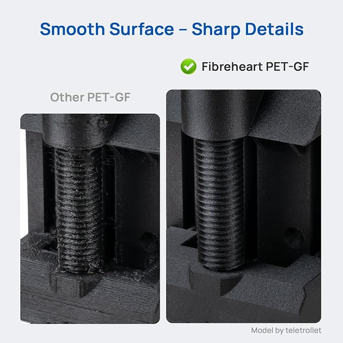 Siraya Tech Fibreheart PET-GF Black 3D Printer Filament, 15% Glass Fiber Reinforced PET – High Strength & Rigidity, UV & Moisture Resistant, Industrial-Grade Durability for Outdoor & Functional Parts
