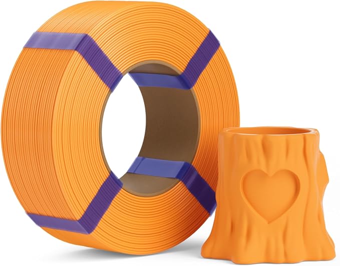 PLA Basic Refill Filament 1.75mm, No Spool 3D Printer Filament, Dimensional Accuracy +/- 0.02mm, Fits for Most FDM 3D Printers, 1KG Orange