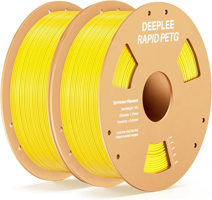 Rapid PETG Filament 1.75mm, High Speed PETG 3D Printer Filament Up to 600 mm/s, Dimensional Accuracy +/- 0.02 mm, Fits for Most FDM 3D Printers, 2kg Yellow