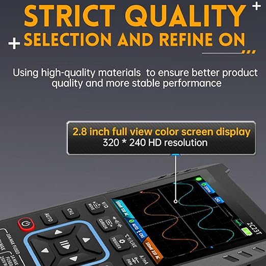 Handheld Digital Oscilloscope, 3 in 1 Oscilloscope, Multimeter and Generator, Channel 10MHZ Bandwidth, 2.8" LCD Screen, Voltage/Current Test