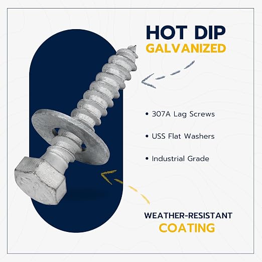 3/8 x 2-1/2 (50 Pack) Lag Screw Kit, 50 Screws and 50 washers, Hot Dip Galvanized, Meets ASME B18.2.1 Industrial/Commercial Grade by Makers Bolt