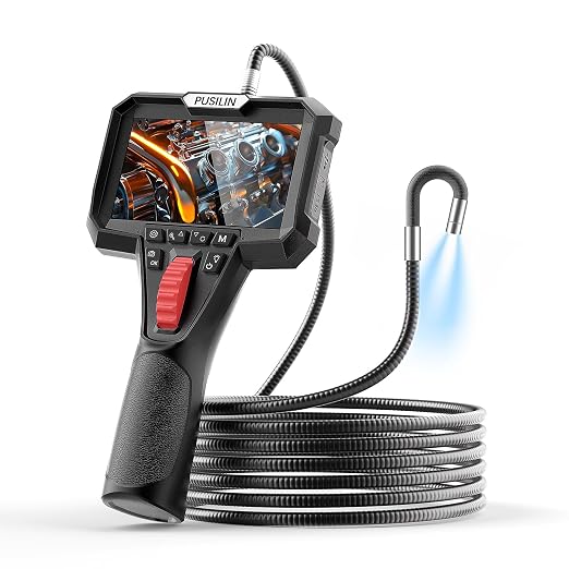Two-Way Articulating Borescope Camera with Light, Industrial Endoscope Featuring a 3.9mm Articulated Snake Camera, 4.3" Endoscope Camera with 3.2FT Semi-Rigid Inspection Camera with Light