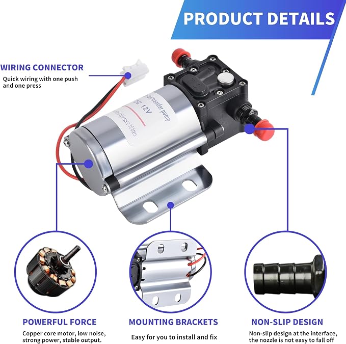 Fuel Transfer Pump Kits, 12 Volt Electric Fuel Transfer Pumps, High Efficiency Self-priming Pumps for Pumping Gasoline, Diesel, Kerosene, Water and Liquids