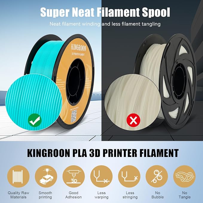 Kingroon PLA 3D Printer Filament, Dimensional Accuracy +/- 0.02 mm, 1 kg Spool(2.2lbs), 1.75 mm，Apple Green