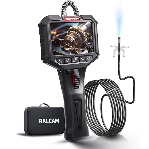 Ralcam Two-Way Articulating Borescope with 10FT Semi-Rigid Cable, 0.33in/8.5mm Inspection Endoscope Camera with Light HD Video Snake Camera Scope for Automotive Aircraft Mechanics