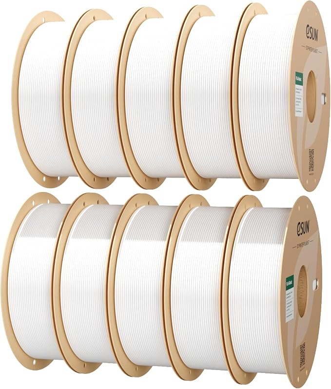 eSUN PLA Basic Filament 1.75mm, 10 * 1KG Spool (2.2 LBS) 3D Printer PLA Filament, Fits for Most FDM 3D Printers, 10PCS Cold White Bundle Set