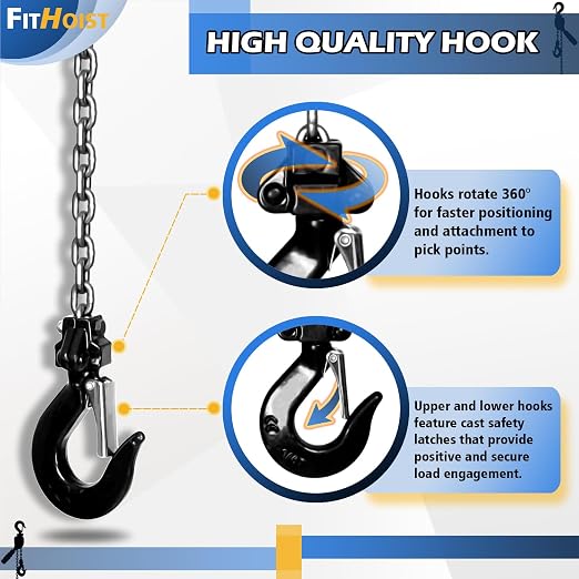 Mini Chain Hoist 1/4 ton with 2 Lift Sling Straps and Gloves 10ft Lift Small Come Along Alloy Steel G80 Chain 2 Heavy Duty Hooks, Manual Hoist for Garages Warehouse Automotive Machinery