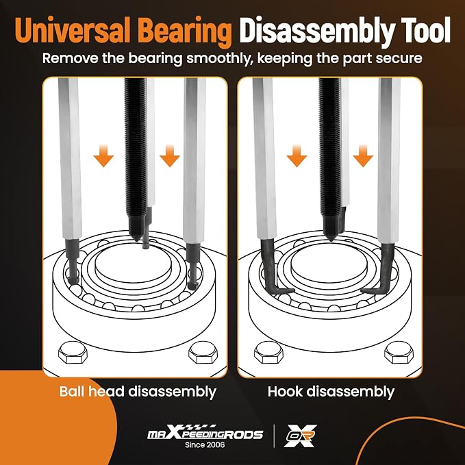 maXpeedingrods 21 in1 Bearing Puller Kit, Bearing Removal Tool, Bearing Separator Set, Bearing Disassembly Gear Puller w/ 3-jaw Hooks and 6 Sizes Red Steel Inner Hole Extractor