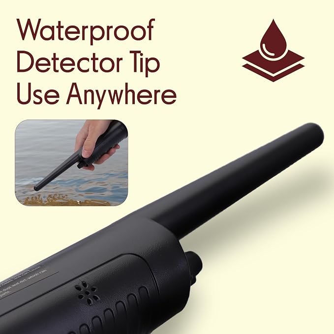 Pyle Handheld Metal Detector Pinpointer– Waterproof Submersible Probe, Adjustable Sensitivity,LED & Vibration Alerts,Low Battery Indicator,Automatic Power Off – Perfect for Ground, Dirt, Sand & Water