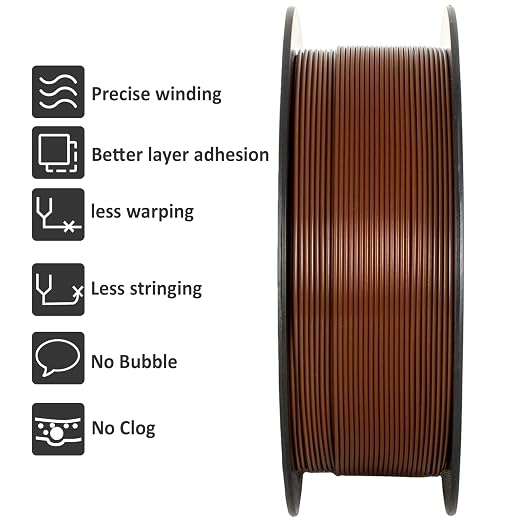 Geeetech PLA Filament 1.75mm Brown, Neatly Wound 3D Printer Filament 1kg Spool (2.2lbs), Dimensional Accuracy +/- 0.02 mm, 3D Printing Filament Fit Most FDM Printer, New Brown