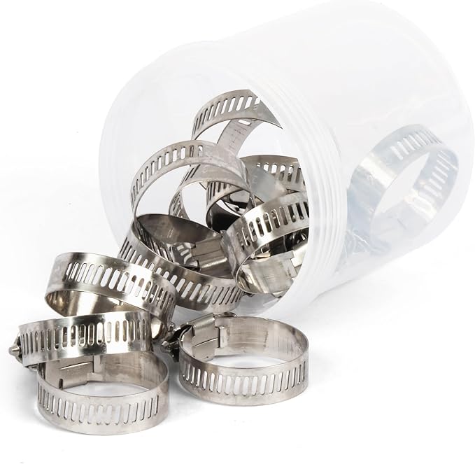 U.S. Solid 12PCS Hose Clamps Stainless Steel Adjustable 13/16"–1 1/2" (21–38mm) Worm Gear Hose Clamp, Heavy Duty Metal Hose Clamps for Automotive, Pipe, Radiator, Fuel Line