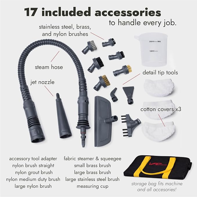 Vapamore MR-75 Amico Handheld Steam Cleaner, Professional-Grade, Italian-Designed Chemical-Free Portable Steam Cleaner for Pet Accidents, Floors, Tile, Grout, Auto, Jewelry & More