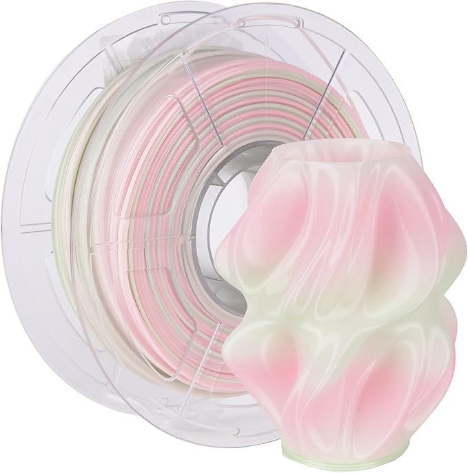 iSANMATE Gradient PETG Filament 1.75mm Translucent Dual Color High Speed Color Change 3D Printer Filament 50-400mm/s Specifically Designed for Lamps for Bambu Lab 3D Printers(Pink Green)