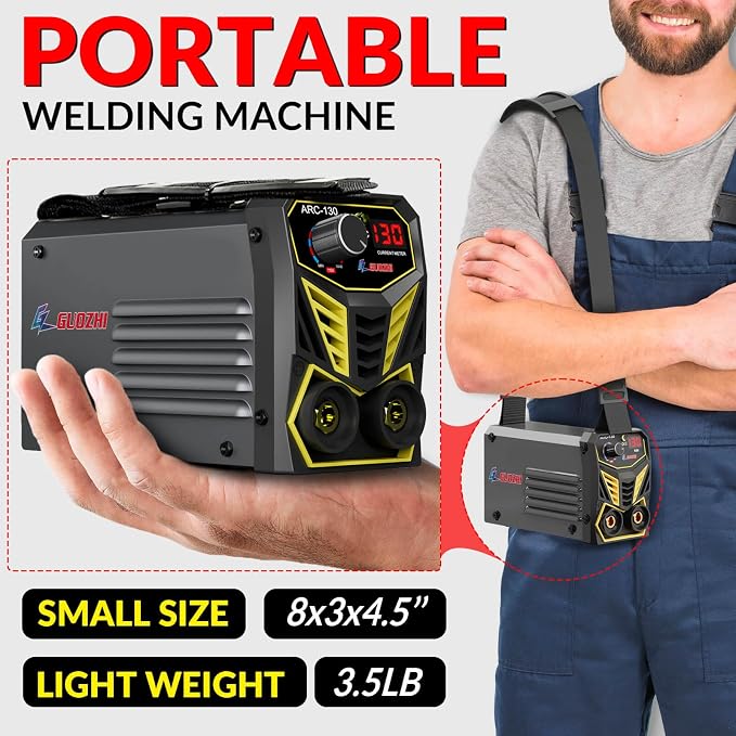 GZ GUOZHI Mini Stick Welder,Small and Portable, 110V 130A ARC MMA Welding Machine with Electrode Holder Cable & Work Clamp, IGBT Inverter Welder Digital Display, Welders Nomanlly at -68°F