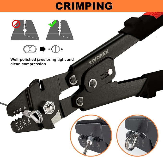 Battery Cable Lug Crimping Tool Kit for AWG 8-1/0 Electrical Lug, Wire Rope Crimping Tool for Aluminum Crimping Loop Sleeves up to 2.2mm