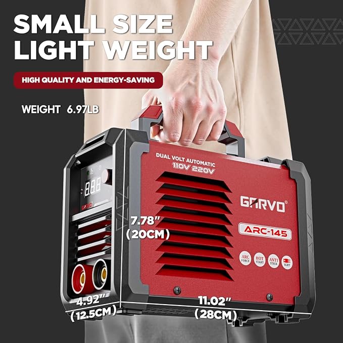 GARVO 110V/220V Dual Voltage Portable Welding Machine,145Amp ARC Welder Mini Stick welder Digital Display LCD,Hot Start,Arc Force and Anti-Stick ARC-145(ARC-145)