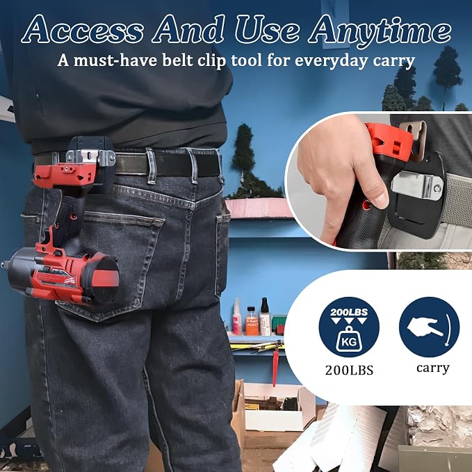 Tape Measure Holder for Belt Tools, Clip-on Tool Belt Drill Holder with Full Metal, Compatible with Impact Driver Any Tape Holster with a Clip & Tools Accessories