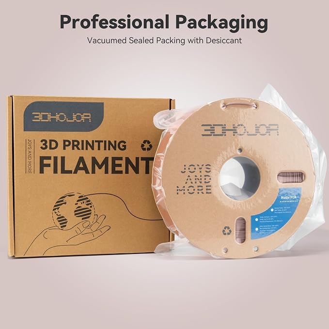 3DHoJor Matte PLA Filament 1.75mm, Upgrade 1kg*4 Bundle Cardboard Spool PLA Filament 1.75 PLA 3D Printing Filament, Print with Most 3D Printers 3D Filament-Brown