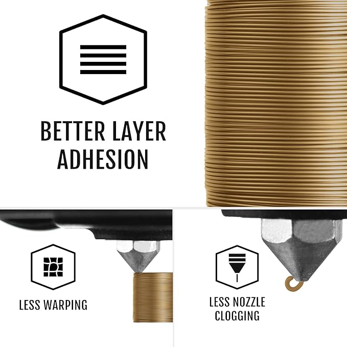 PETG Filament 1.75mm for 3D Printer, Metal-Like Consumable 1kg (2.2lbs) 1 Spool, Silk Metallic Finish PETG High Speed 3D Printer Filament, Dimensional Accuracy +/- 0.03 mm,Metallic Bronze Gold