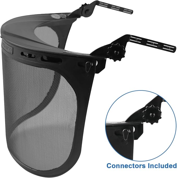 UM ULTRAMAXX Full Face Shield Eye & Head Protection, Hard Hat Replacement Mesh Face Shield Attachment, Adapter for Hard Hat and Safety Helmets (Mesh Face Shield)