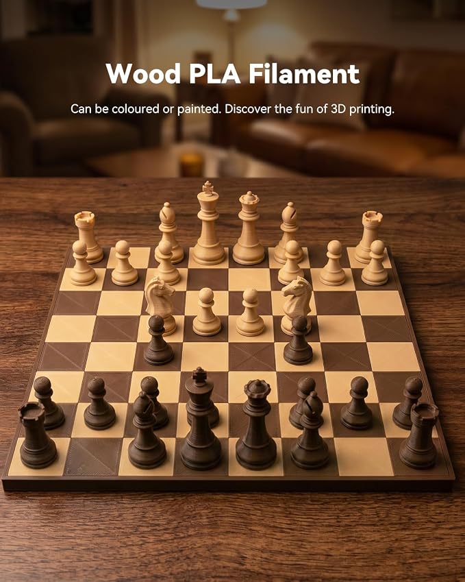 SUNLU Wood PLA Filament 1.75mm, Real Wood Fiber 3D Printer Filament, Natural Wood Texture & Scent, Clog-Free, Dimensional Accuracy +/- 0.02mm, 1kg Spool (2.2lbs), Fit Bambu Lab Printer, Maple