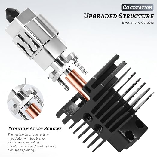 X1, X1C Hotend Complete Kit, Complete Assembly for Bamboo Lab X1 Series 3D Printer, 0.4 mm Hardened-Steel Nozzle, Ceramic Heater, Thermistor, Fan and 3D Printers Extruder Heating Block Replacement