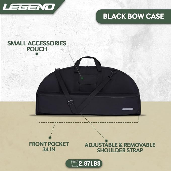 LEGEND Essential Compound Bow Case - Soft Bow Case for Compound Bow & Archery Accessories, Premium Bow Bag with Durable Nylon Fabric, Lightweight Archery Case with Backpack Strap - 36" or 44" Interior