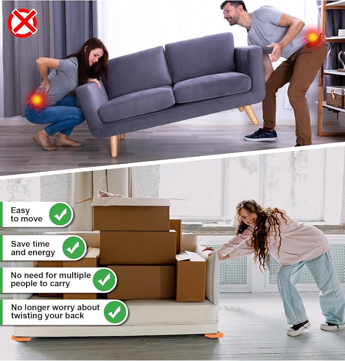 Furniture Lift Mover Dollies Wheel - Furniture Mover Can Withstand Up to 700 Ibs,360°Sliding Function, Furniture Lifter Have Self-Adjusting Bases， Heavy Item Furniture Moving Tool Without Falling