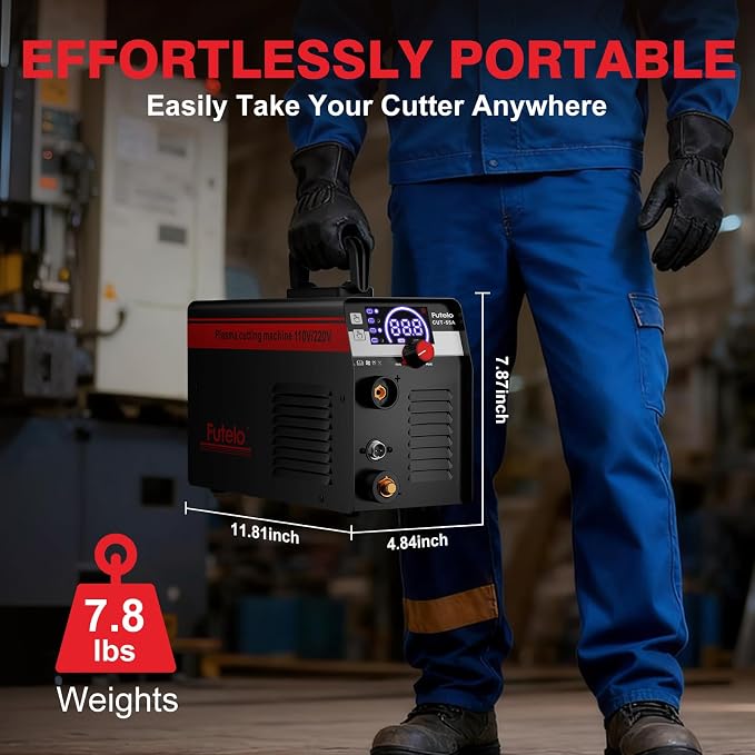 Plasma Cutter 55A, 110V/220V Plasma Cutter Machine with Large LED Display, Contact Arc Start, IGBT Inverter, 1/2” Clean Cut, 2T/4T, Portable Plasma Cutting Equipment for DIY & Workshop
