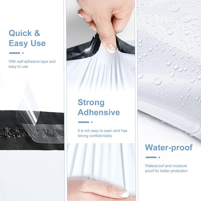 Metronic Poly Mailers 6x9 inch 1000Pcs White Small Shipping Bags for Business, Self-Seal Shipping Envelopes Bulk with Strong Adhesive, Waterproof and Tear-Resistant Plastic Mailing Postal Bags