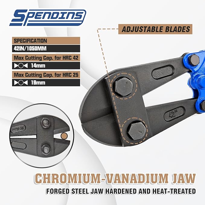 42 IN Bolt Cutter with Drop Forged CRV Alloy Steel Blades,with Ergonomic Handle,Heavy Duty Metal Cutter for Rebars, Chains, Locks, Wires, Bolts, Fence.