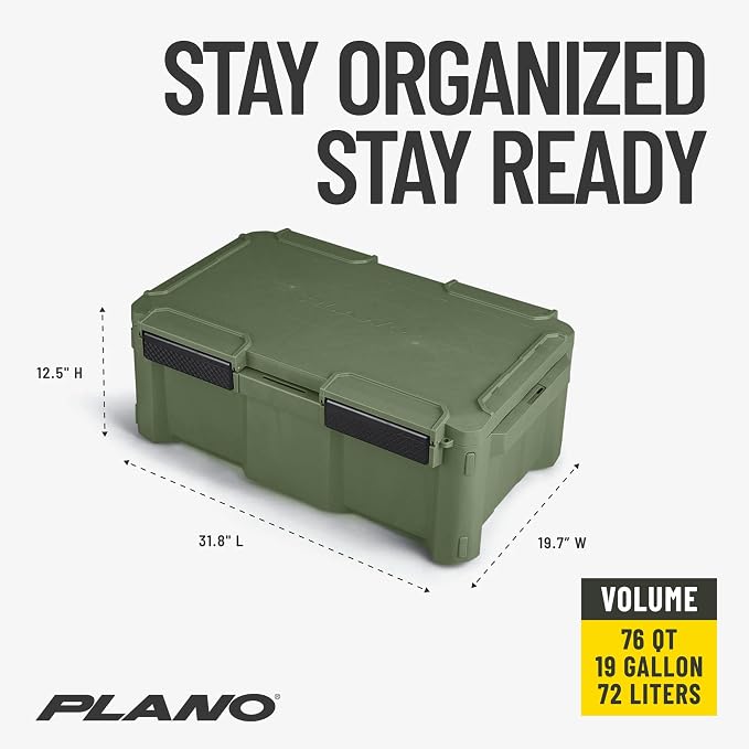 Plano GoNow Box, Waterproof Gear Storage, Heavy-Duty Outdoor Utility Container with Tray and Dividers for Tools and Accessories, Large, Olive Drab
