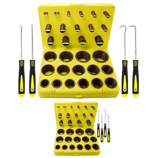 KEZE 382 Pcs SAE Viton O Ring Kit and 386 Pcs Metric Viton O Ring Kit for Industrial Pressure Washer,Industrial Plumbing,Hydraulic & Cylinders Repairs