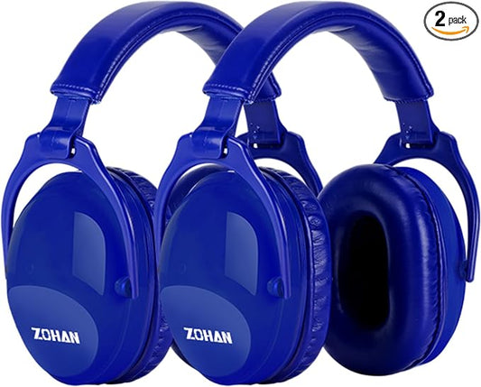 ZOHAN Kids Ear Protection 2 Pack, 25dB NRR Noise Cancelling Headphones for Kids, with Pillowy Pads, for Monster Truck, School, Autism, Sensory, Fireworks, Concerts, Events(Sapphire Blue+Sapphire Blue)