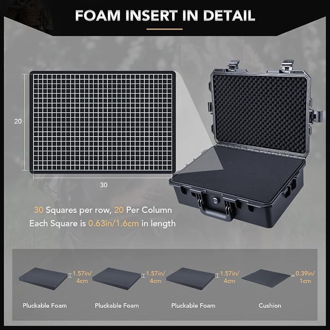 Lykus HC-5210 Large Waterproof Hard Case with Foam, Interior Size 20x11.4x6.7 inch, Suitable for gun,electronic equipment and more