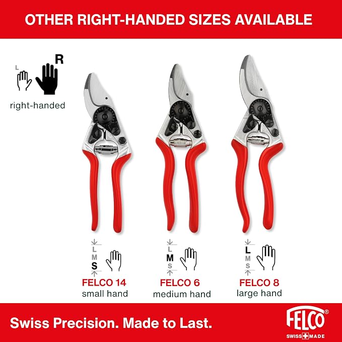 Felco F6 Pruning Shears – 7.7" Swiss-Made Garden Clippers for Medium Hands | Hand Pruners for Gardening | Garden Tool Cutter with Precision Bypass Blade, Forged Aluminum Handles, Replaceable Parts