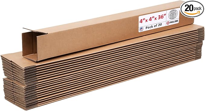 Tall Cardboard Boxes 4"L x 4"W x 36"H (Pack of 20) - USA-Made Packing Boxes for Moving, Shipping, or Storage - USPS, UPS, FedEx Approved - Professional Packing Supplies for Moving | USA-Made Packing Boxes for Moving, Shipping, or Storage - USPS, UPS, F...