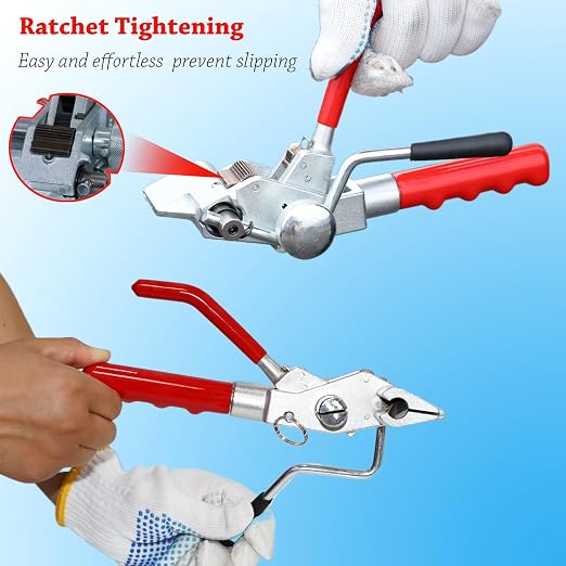 Steel Banding Strapping Kit Strapping Tool Pallet Metal Belt Packaging Tensioner and Cutter Machine with 100pcs Buckle 3/4" x 100 Feet Steel Banding Coil