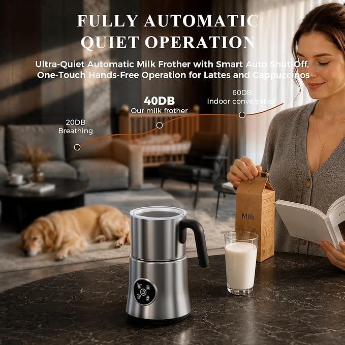 Milk Frother and Steamer, Electric Frother for Latte, Cappuccino | 30oz Detachable Stainless Steel Jug, 4-in-1 Automatic Hot and Cold Foam Maker
