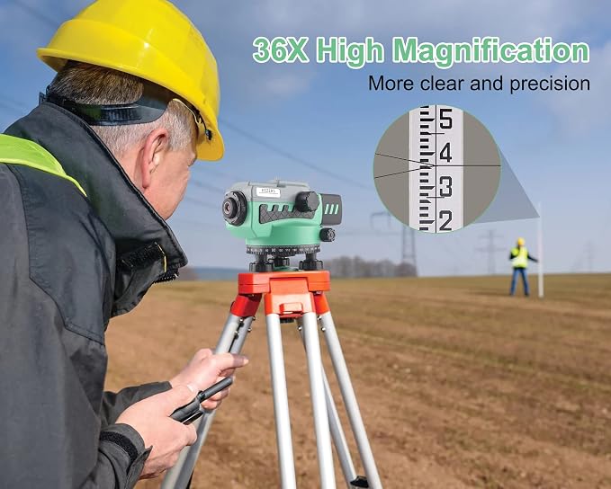 KEZERS 36X Transit Level,Automatic Optical Survey Level,High Precision Auto Level,Self-Leveling Tool for Builders,Waterproof/Height/Distance/Angle Measurement - KL-36X